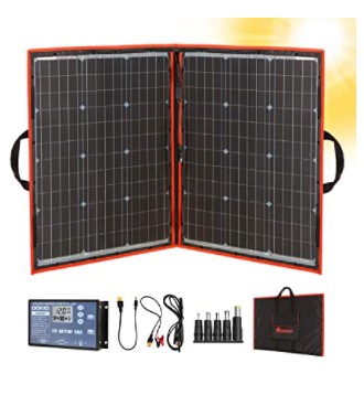 best marine solar panels: DOKIO 110w 18v Portable Foldable Solar Panel Kit